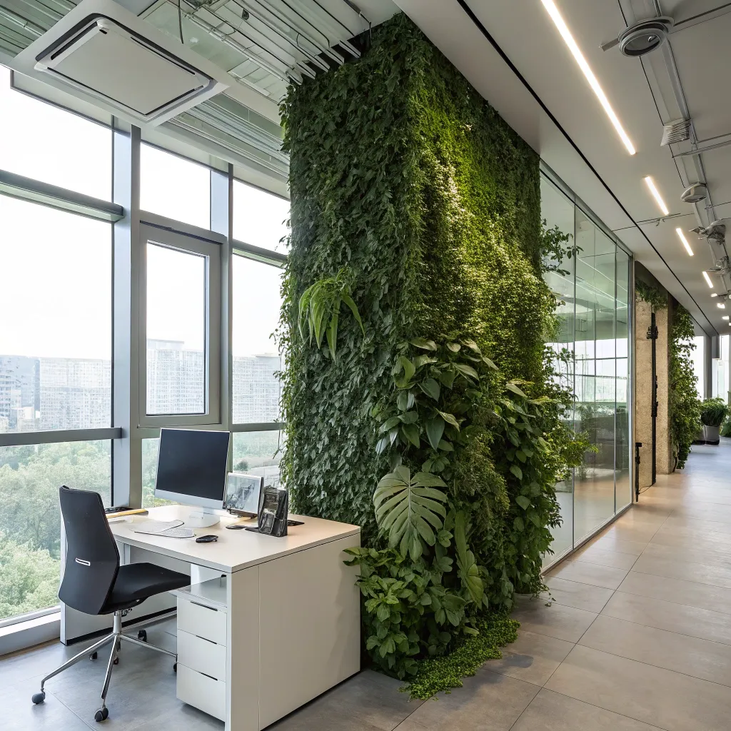 Office with lush green wall